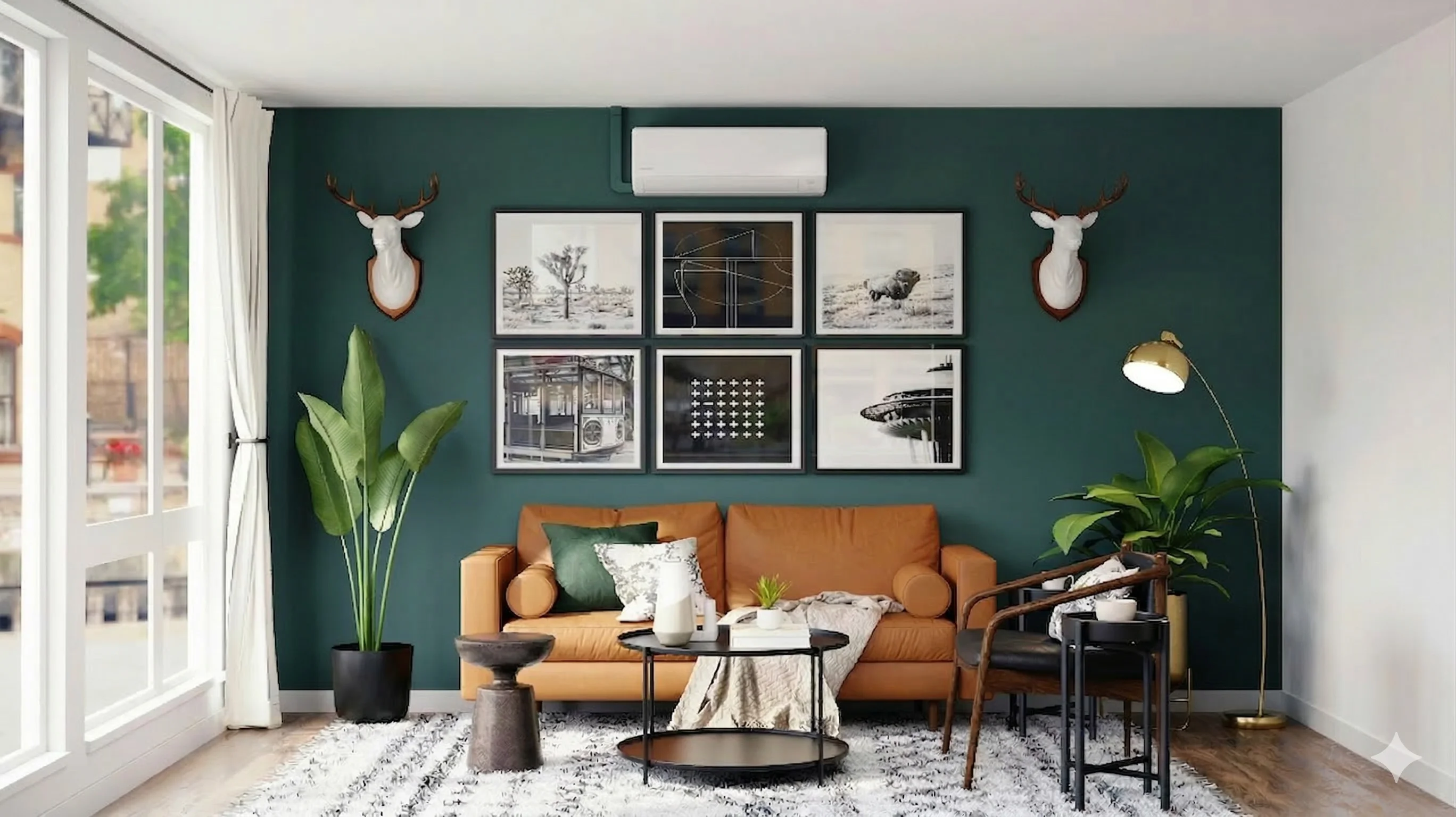 Modern split air conditioner in living room